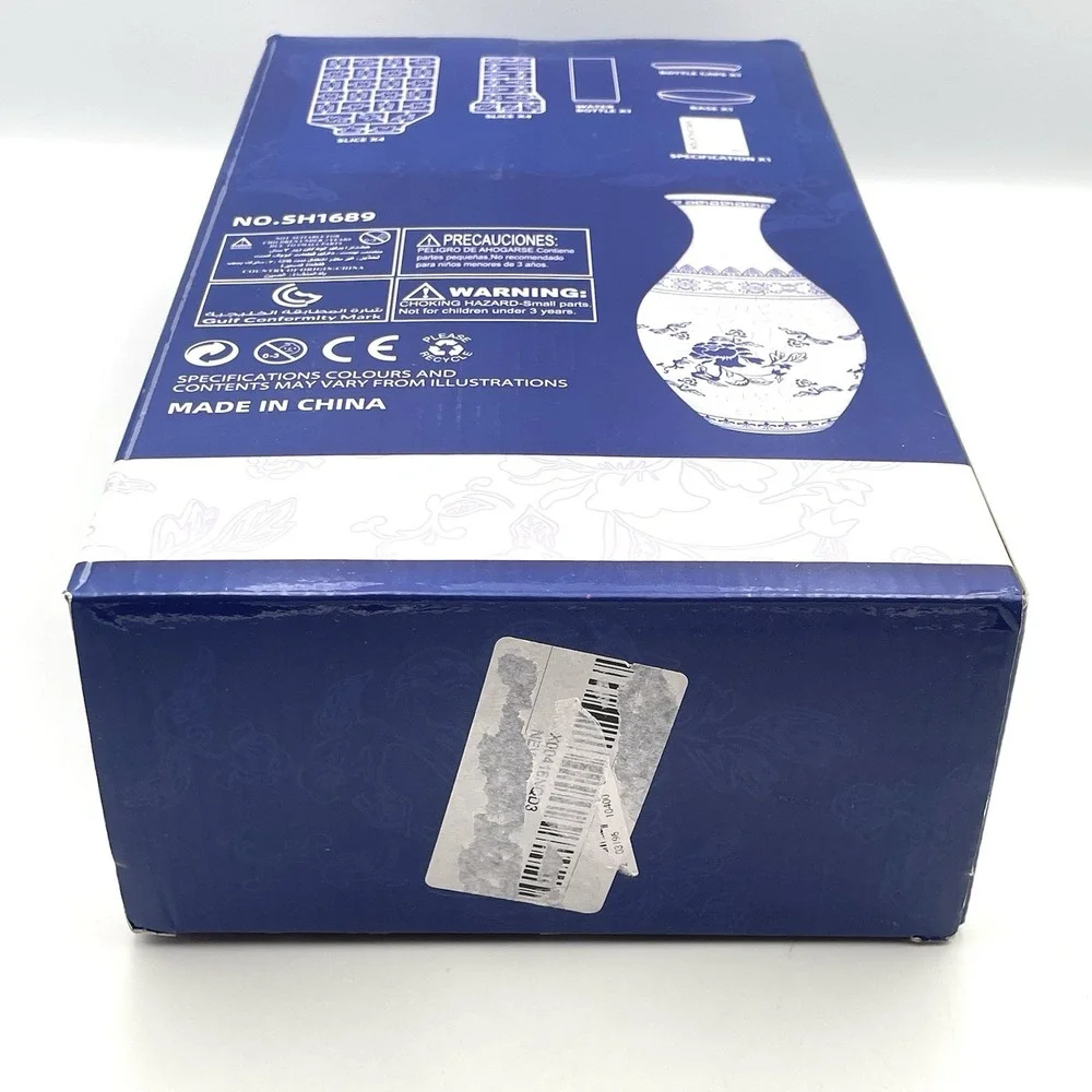 3D Puzzle Vase Blue‎ & White Porcelain Style 160 Piece Jigsaw Flower Vase